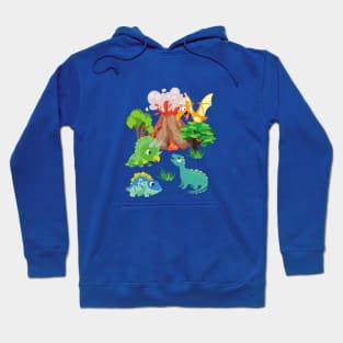 Dinosaurs and Volcano Hoodie